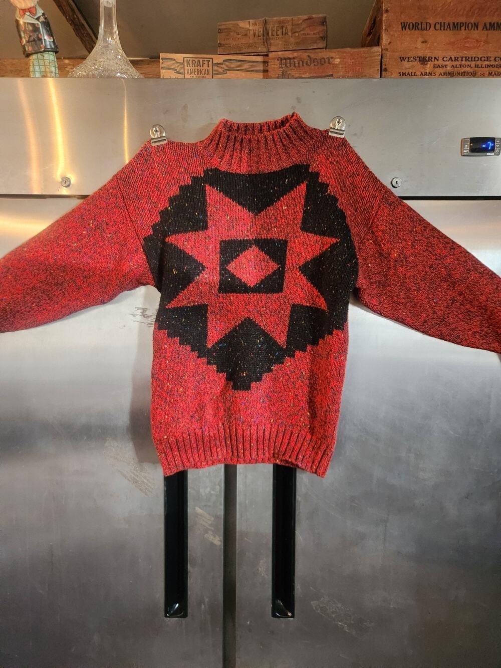 Liz Wear Vintage 90s Grunge Speckled Wool Blend Mock Neck Sweater